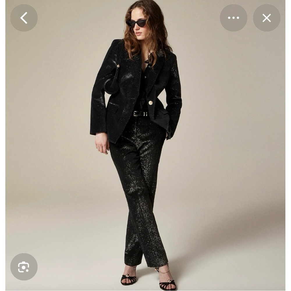 J. Crew Black and Metallic Silver Straight Leg Pants